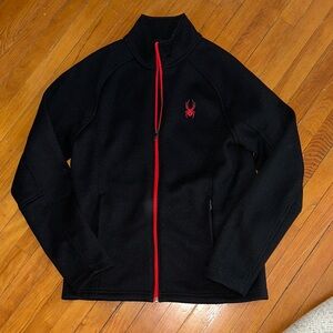Spyder Men's Black Zip-Up Jacket with Red Details